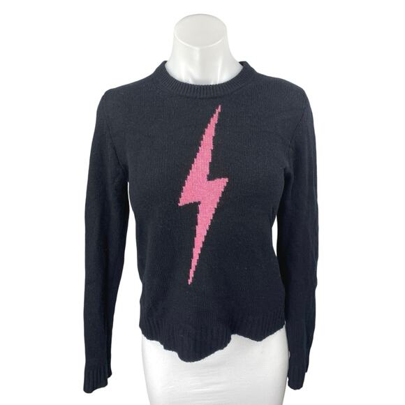 Zadig & Voltaire Delly Women's Black Flash Lightning Long Sleeve Sweater Top S - Picture 1 of 4